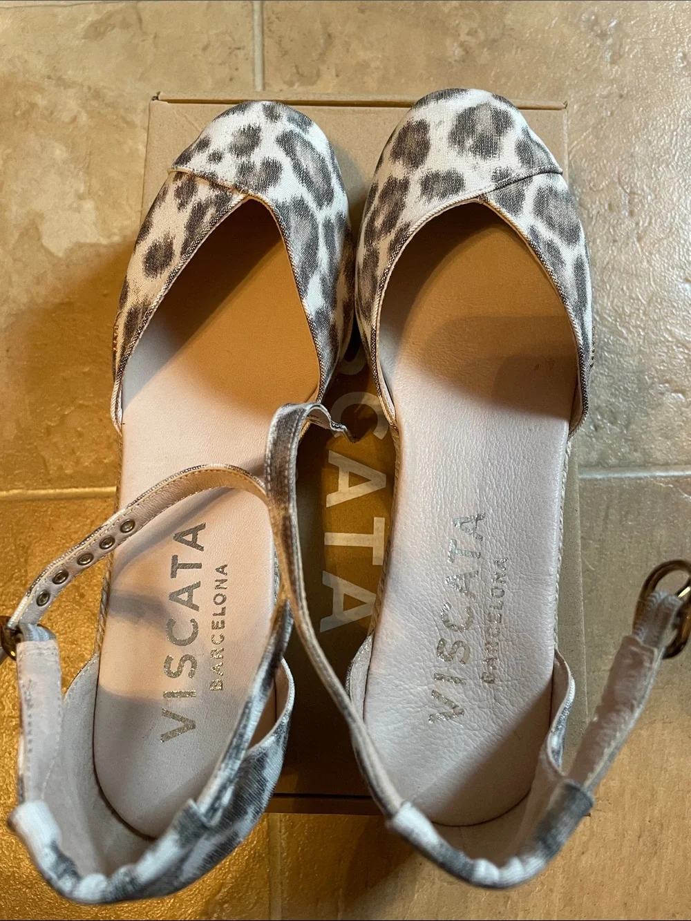 VISCATA Leopard Print Ankle-Strap Espadrilles - Neutral